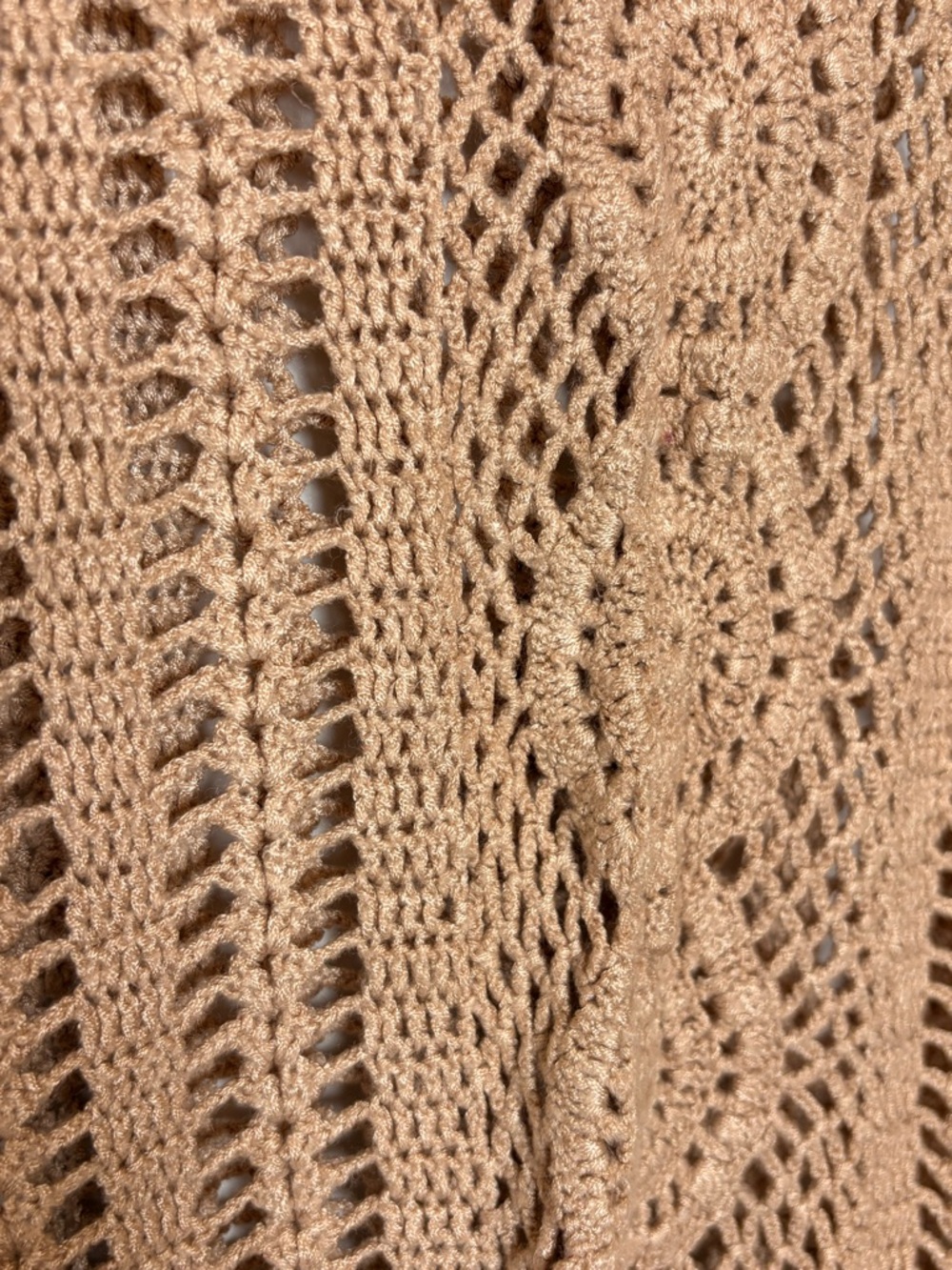Tan Crochet Knit Tank Boho Hippie Open Knit Festival Top Small - Picture 4 of 4